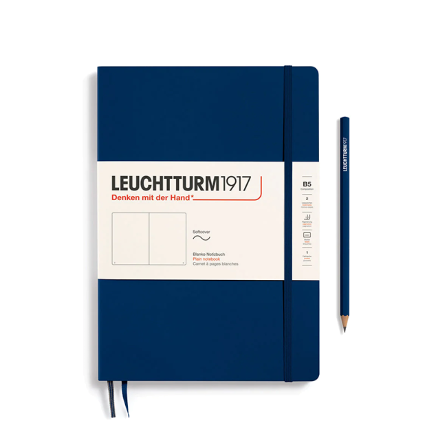 Блокнот Leuchtturm1917 Composition B5 (17.8x25.4см.) 80г/м2 - 123 стр. нелинованный, мягкая обложка, цвет: Синий Неви