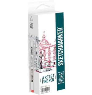 Набор капиллярных ручек SKETCHMARKER Artist fine pen Dark colors 12цв, Набор капиллярных ручек SKETCHMARKER Artist fine pen Dark colors 12цв,