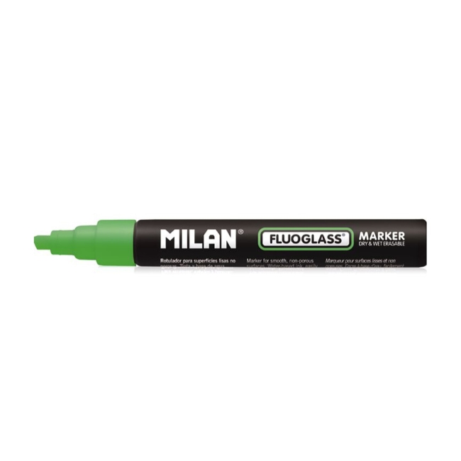 Маркер меловой Milan Fluoglass скошенный 2-4мм Зеленый