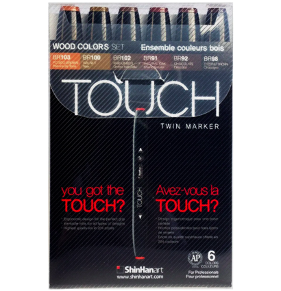 Купить маркеры для скетчинга и рисования тач Touch Twin в наборе 6 штук древесные цвета магазин ArtCraft.Space