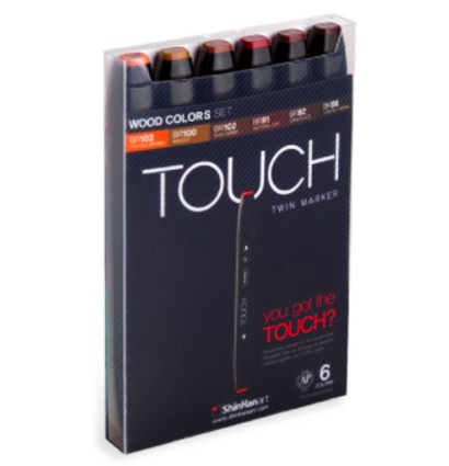 Купить маркеры для скетчинга и рисования тач Touch Twin в наборе 6 штук древесные цвета магазин ArtCraft.Space