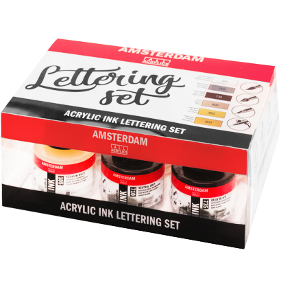 Набор акриловых чернил Amsterdam Acrylic Ink Lettering Set 6 цветов для леттеринга купить в художественном магазине ArtCraft.Space с доставкой по РФ и СНГ