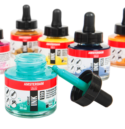 Набор акриловых чернил Amsterdam Acrylic Ink Lettering Set 6 цветов для леттеринга купить в художественном магазине ArtCraft.Space с доставкой по РФ и СНГ