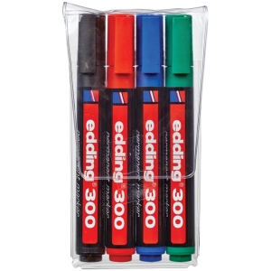 Набор маркеров Edding "E-300" 4цв., пулевидный, 1,5-3,0мм, чехол