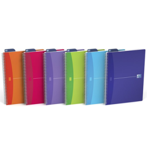 Бизнес-тетрадь OXFORD My Colours  A5 клетка 90л двойная спираль закладка пластиковая обложка 5шт цв.ассортименте