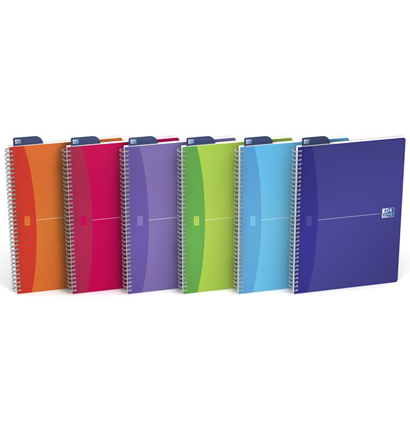 Бизнес-тетрадь OXFORD My Colours  A5 клетка 90л двойная спираль закладка пластиковая обложка 5шт цв.ассортименте