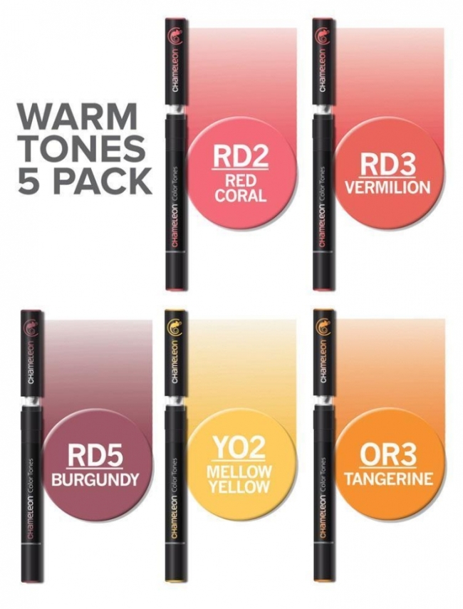 Наборы маркеров из 5 штук "Тёплые тона"