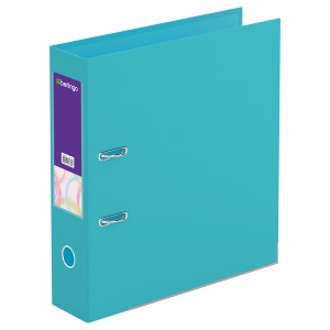 Папка-регистратор Berlingo "Spring", 70мм, бумвинил, двухстор., с карманом, нижний метал. кант, бирюзовая