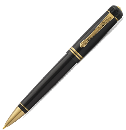 Ручка шариковая KAWECO DIA2 1.0мм черный корпус с золотистыми вставками,