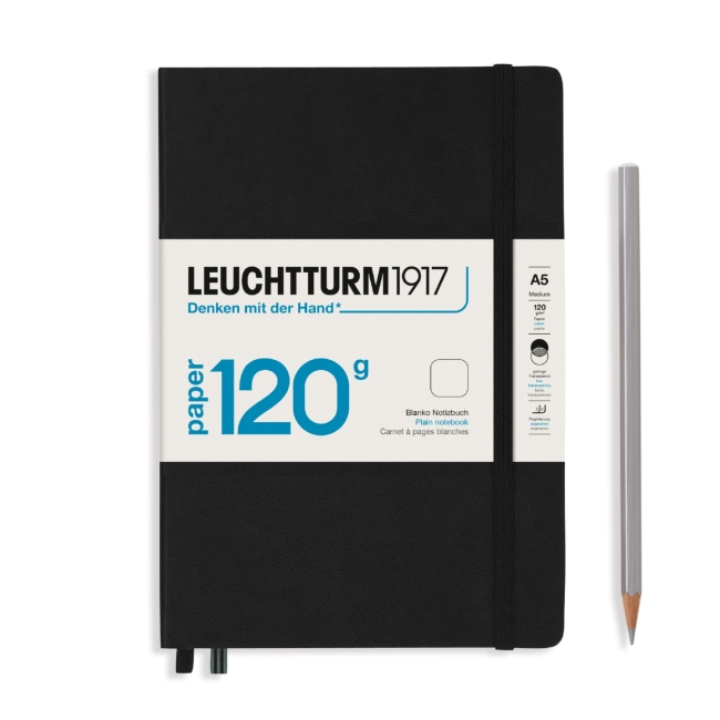 Блокнот Leuchtturm1917 Edition 120G A5 (14.5x21см.) 120г/м2 - 203 стр. нелинованный, твердая обложка, цвет: Черный