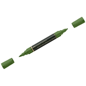 Маркер акварельный пигментированный Faber-Castell "Albrecht Durer", цвет 167 перманентный оливково-зеленый, двухстор., кистев./пулевид.