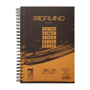 Альбом для зарисовок Schizzi 90г/м.кв 21x29,7см мелкозернистая темная обложка 120л спираль по длинной стороне
