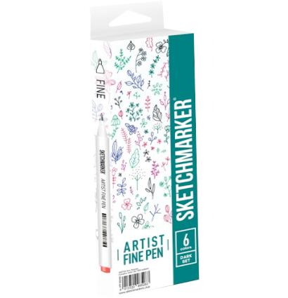 Набор 6 линеров капиллярных Sketchmarker Artist Pen "Темные цвета"  купить в магазине маркеров ArtCraft.Space с доставкой по всему миру