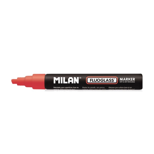 Маркер меловой Milan Fluoglass скошенный 2-4мм Красный