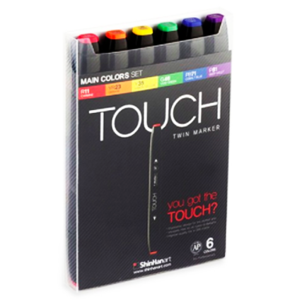 Купить набор маркеров для скетчинга Touch Twin 6 штук базовый набор в магазине товаров для скетчинга ArtCraft.Space с доставкой по РФ