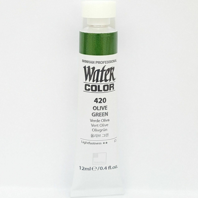 Краска акварельная SH WATER COLOR PRO туба 12мл №420 оливково-зеленый  6шт/упак,