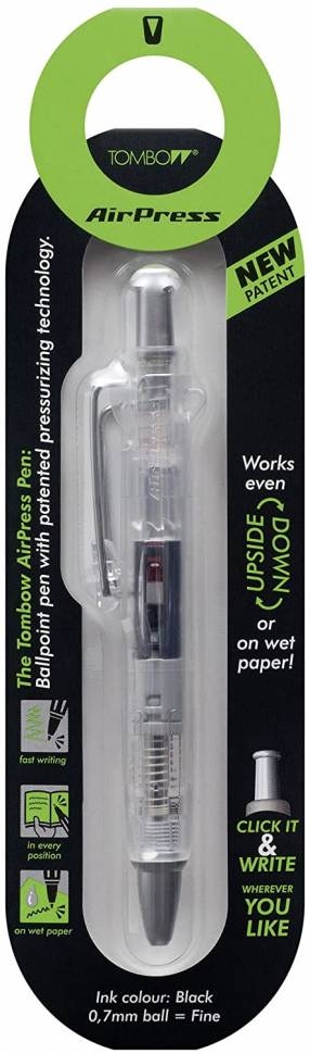 Ручка шариковая автоматическая Tombow AIRPRESS черная (прозрачный корпус, линия 0.7мм) ПОД ЗАКАЗ,
