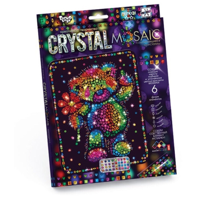 Алмазная мозаика Danko toys "Crystal Mosaic. Мишка", европодвес