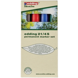 Набор маркеров Edding "ECO E-21/4S" 4цв., пулевидный, 1,5-3,0мм, картон
