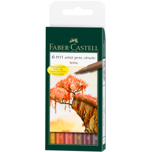 Набор капиллярных ручек Faber-Castell "Pitt Artist Pen Brush Terra" ассорти,6шт.,пласт. уп.,европ.