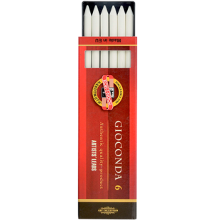 Белый художественный мелок Koh-I-Noor "Gioconda", 5,6мм, 6шт, пластик короб Белый художественный мелок Koh-I-Noor "Gioconda", 5,6мм, 6шт, пластик короб