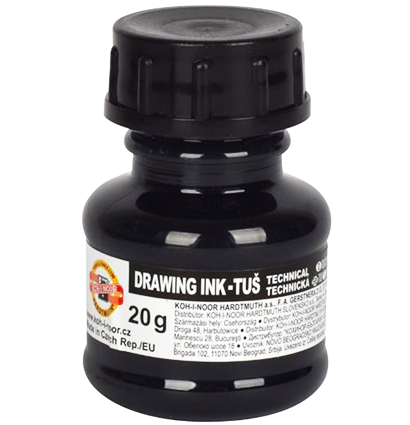 Тушь акриловая плакатная Koh-I-Noor Drawing Ink черная во флаконе 20 мл купить в художественном магазине ArtCraft.Space с доставкой по всему миру Тушь акриловая плакатная Koh-I-Noor Drawing Ink черная во флаконе 20 мл купить в художественном магазине ArtCraft.Space с доставкой по всему миру