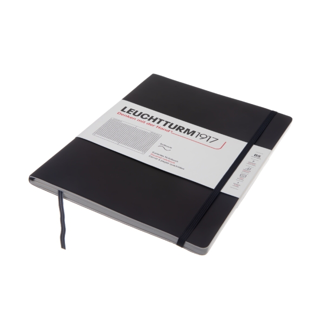 Блокнот Leuchtturm1917 Composition B5 (17.8x25.4см.) 80г/м2 - 123 стр. в клетку, мягкая обложка, цвет: Черный