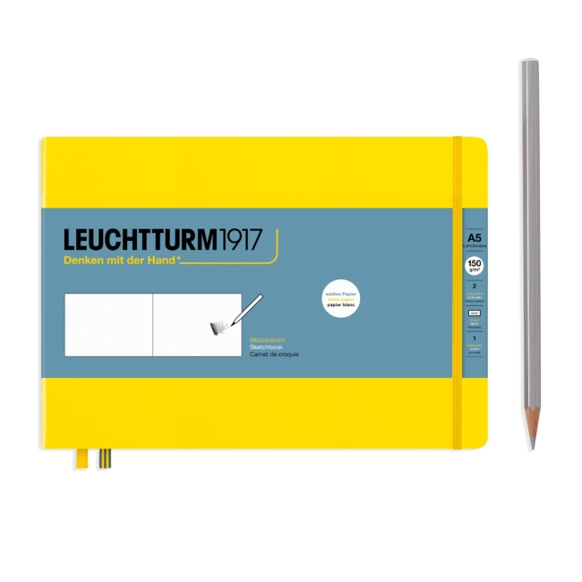 Скетчбук Leuchtturm1917 A5 (21x14.5см.) 150г/м2 - 112 стр., без линовки, твердая обложка, цвет: Лимонный