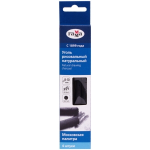 Уголь натуральный Гамма "Московская палитра", ивовый, круглый, ? 8-10мм, 4шт., картон. упак., европодвес Уголь натуральный Гамма "Московская палитра", ивовый, круглый, ? 8-10мм, 4шт., картон. упак., европодвес