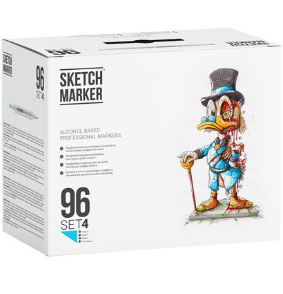Набор маркеров Скетчмаркер / Sketchmarker Базовые оттенки 96 штук в пластиковом кейсе (Вариант 4) купить в магазине профессиональных маркеров ArtCraft.Space с доставкой по РФ и СНГ