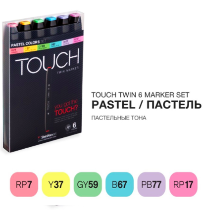 Купить набор скетчинг маркеров Тач Touch Twin 6 штук пастельные цвета в интернет-магазине маркеров ArtCraft.Space