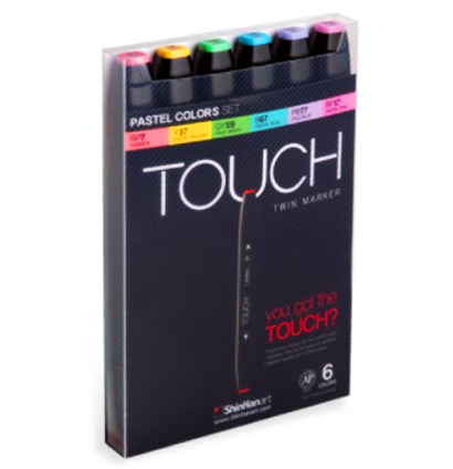 Купить набор скетчинг маркеров Тач Touch Twin 6 штук пастельные цвета в интернет-магазине маркеров ArtCraft.Space