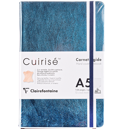 Записная книжка голубая из натуральной кожи Cuirise ClaireFontaine в линейку А5 / 72 листа / 90 гм купить в магазине ArtCraft.Space с доставкой