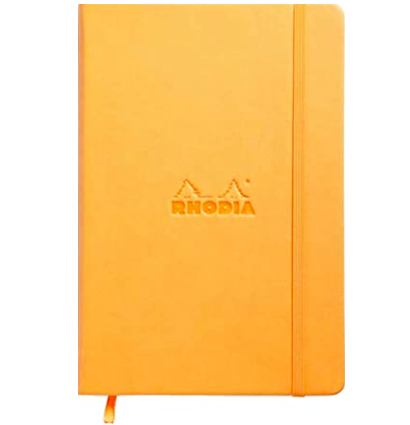 Блокнот Rhodia Webnotebook, А5, оранжевый, твердая обложка, точка, 96л, кремовый, 90г/м2, сшивка* 11,