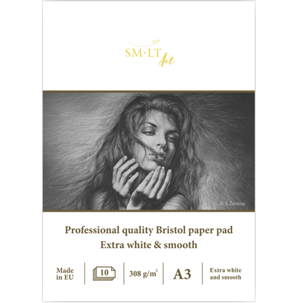 Альбом для графики экстра-белый SMLT Bristol Pad склейка А3 / 10 листов / 308 гм купить в магазине ArtCraft.Space с доставкой по всему миру