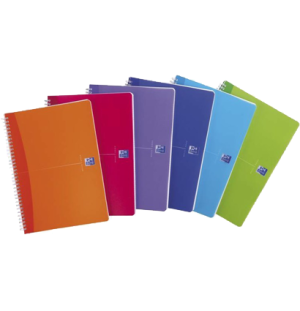 Бизнес-тетрадь OXFORD My Colours  A4 клетка  90л двойная спираль закладка пластиковая обложка 5шт цв.ассортименте