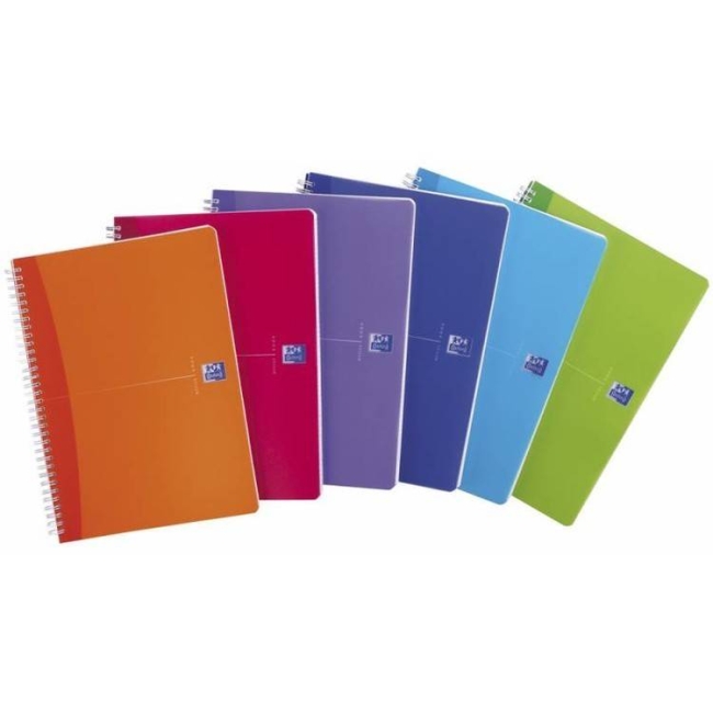 Бизнес-тетрадь OXFORD My Colours  A4 клетка  90л двойная спираль закладка пластиковая обложка 5шт цв.ассортименте