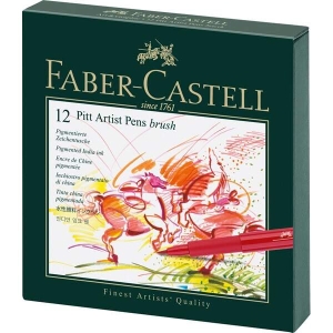 Набор капиллярных ручек Faber-Castell "Pitt Artist Pen Brush" ассорти, 12шт., студийная коробка