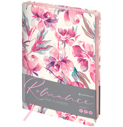 Ежедневник недатир. A5, 136л., кожзам, Greenwich Line "Romance. Pink  flowers", тон. блок, срез роз