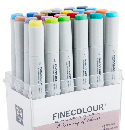 Набор маркеров Finecolour Sketch 24 цвета для скетчей в фирменном кейсе Файнколор купить в магазине маркеров и товаров для скетчинга ArtCraft.Space с доставкой по РФ и СНГ