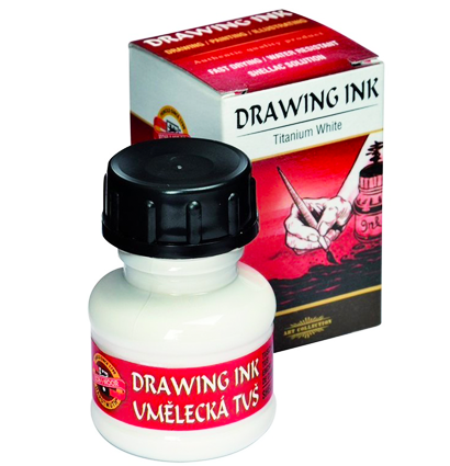 Тушь индийская Koh-I-Noor Drawing Ink белила титановые 2100, флакон 20 мл купить в художественном магазине ArtCraft.Space