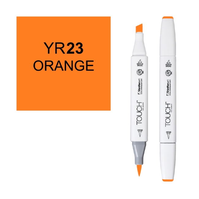 Маркер двухсторонний спиртовой  TOUCH TWIN BRUSH YR23 Оранжевый