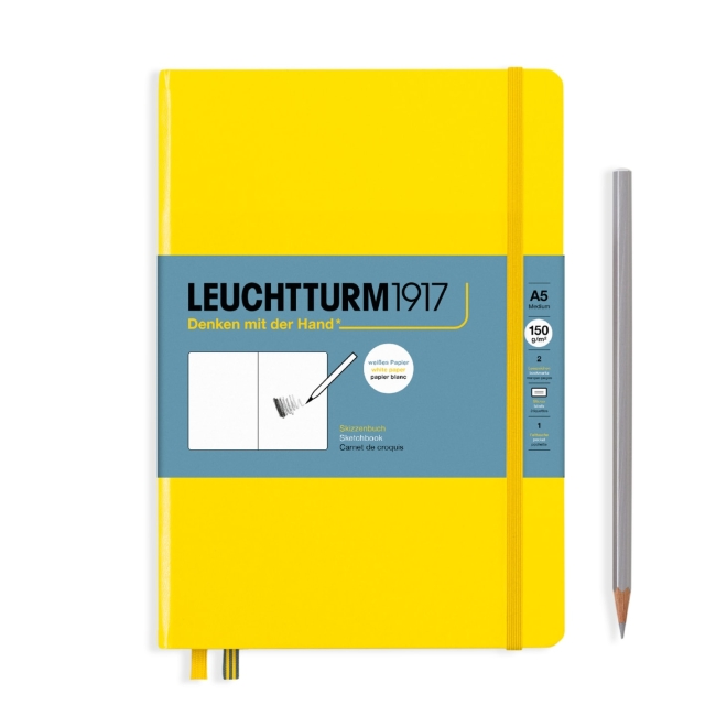 Скетчбук Leuchtturm1917 A5 (14.5x21см.) 150г/м2 - 112 стр., без линовки, твердая обложка, цвет: Лимонный