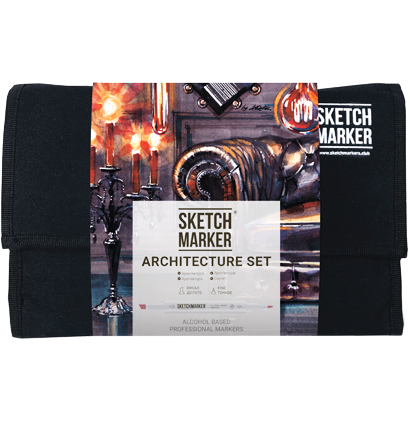 Набор маркеров Скетчмаркер / Sketchmarker "Architecture - Архитектура" 24 цвета в сумке купить в магазине художественных маркеров ArtCraft.Space с доставкой по РФ и СНГ
