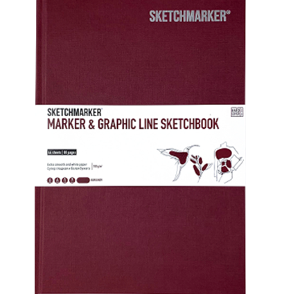 Скетчбук Sketchmarker Marker Line для маркеров бордовый с твёрдой обложкой  купить в магазине ArtCraft.Space с доставкой по РФ и СНГ