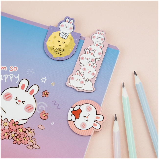 Закладки магнитные для книг, 3шт., MESHU "Bubble bunny"