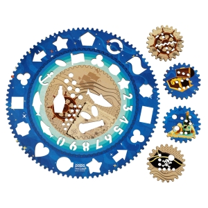 Спирограф для рисования ТРИ СОВЫ "Пираты", дерево, 2 зубчатых колеса, 5 зубчатых кругов