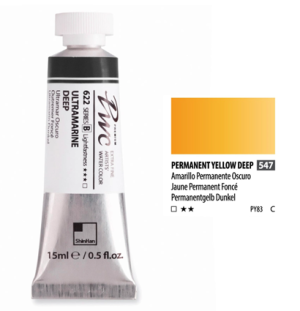 Краска акварельная SH PWC туба 15мл №547 (C) темно-желтый перманентный, Краска акварельная SH PWC туба 15мл №547 (C) темно-желтый перманентный,