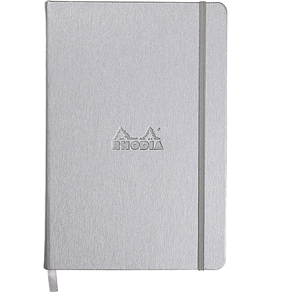 Блокнот Rhodia Webnotebook, А5, серебристый, твердая обложка, точка, 96л, кремовый, 90г/м2, сшивка 1,