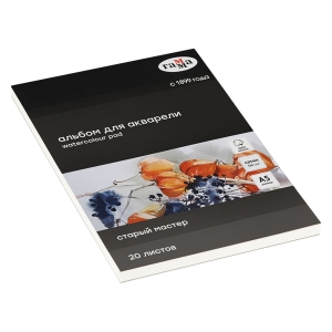 Альбом для акварели, 20л., А5,на склейке Гамма "Старый Мастер", 300г/м2,сатин, 100% хлопок Альбом для акварели, 20л., А5,на склейке Гамма "Старый Мастер", 300г/м2,сатин, 100% хлопок